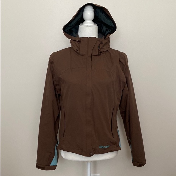 Marmot Brown lightweight rain Jacket with Fitted Silhouette - Picture 1 of 13